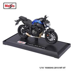 Diecast Model Cars Maisto 1 18 Yamaha MT-07 2018 Original Motorcycle Static Model Die Casting Car Collection Gift Toy Water Bottle Toy CarL2405