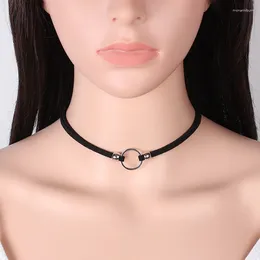Chains Simple Black Choker Necklace Set Velvet Satin Gold Color Metal Round Adjustable Size Women Fashion Jewelry