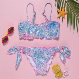 Swimwear Mermaid Swimsuits Bikini Sexy Swimwear Set Girls Suspenders Sequins Beachwear 2Pcs Baby Clothes 512 Years