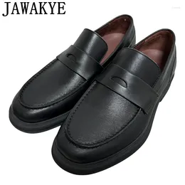 Casual Shoes 2024 Spring Real Leather Flat Loafers For Men British Style Round Toe Business Formal Walking Lazy Male