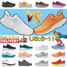 New style Mens Running Shoes designer sneakers Bondi 8 9 triple black white Lunar Rock Shell Coral Peach Goblin Blue womens trainers big size