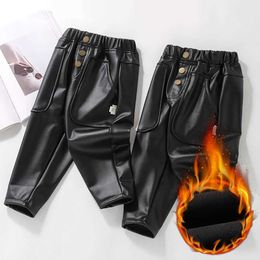 Shorts Girls leather pants solid color pants spring and autumn pants childrens casual style childrens clothingL2403