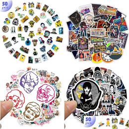 Cartoon Movie Stickers 50Pcs Mix Us Tv Series Iti Waterproof Character Paster Scrapbooking Phone Laptop Decoration Miove Decals Drop Dhfse
