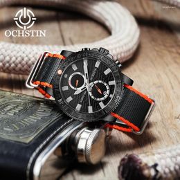 Wristwatches OCHSTIN 2024 Creative Nylon Series Personality Simple Models Multi-function Quartz Movement Men's Watches Watch