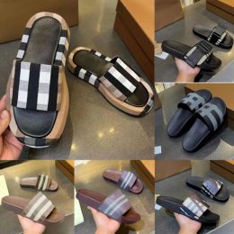 Sandals Vintage Cheque Slippers Designer Sandal Men Summer Casual Slides Rubber Sole Outdoor Beach Slider Size EU3546 With Box 504