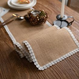 Pads Table Runners Natural Burlap Cotton Boho Table Runner with Tassels for Restaurant Rustic Home Dining Wedding Party Table Decor