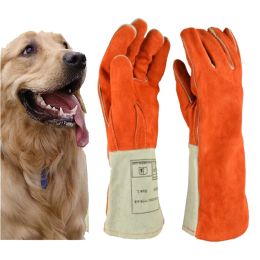 Gloves Thicken Leather AntiBite Gloves Tactical Animal Training Feeding For Dog Cat Snake Eagle Bite AntiScratch Protect Safety