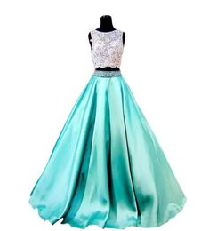 Sex women Black Turquoise Two Pieces 2019 Prom Dresses Lace Formal Girls Pageant Gowns Beading Vintage Cheap Party Dresses2837358