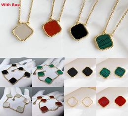 Four Leaf Clover Necklace Designer Jewelry Set Pendant Necklaces Bracelet Stud Earring Gold Silver Mother of Pearl Green Flower Ne8728656