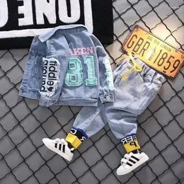 Clothing Sets 2024 Boys' Denim Set Spring Outfit Children's Jacket Baby Two-piece Kids Outfits