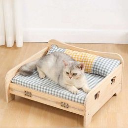 Cat Beds Furniture Durable Solid Wood Pet Bed Foldable Cat Bed Thicken Mats Small Dog Bed All-season Usable Pet Nest for Cats Puppy Teddy Dog Bed