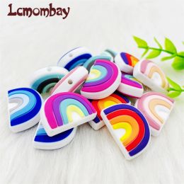 Blocks 50/100PCS BPA Free Mini silicone rainbow Beads Rodents Chewable Toys Baby Products Tiny Rod Pandents
