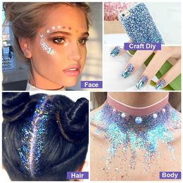 O7DC Body Glitter Festival Body Glitter Gel Face Eye Glitter Eyeshadow Holographic Cosmetic Laser Powder Chunky Nails Hair Glitter Bar Makeup Sets d240503