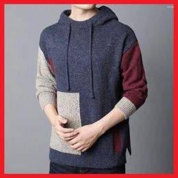 Men's Sweaters M-5xl Mens Winter Male Pullovers Clothing Hooded Long Sleeve Patchwork Thicken Warm Comfortable Man Top Clothes H50