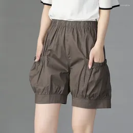 Women's Shorts Women Summer Simplicity Loose Large Size All-match Solid Color High Waist Bloomers Clothes Casual Fashion Quarter