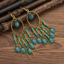 Dangle Earrings Bohemian Ethnic Handmade Rice Beads Water Drop For Women Retro Long Beach Chain Tassel Female Vacation Jewelry