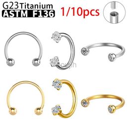 Body Arts 1/10Pcs G23 Titanium ASTM-F136 Piercings Nose Ring Internal Thread C Rod Zircon Wholesale Body Jewellery For Women d240503