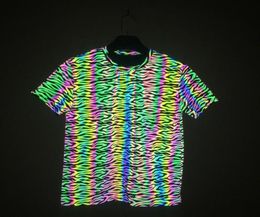Men039s TShirts Zebra Pattern Reflective Tshirt Men Harajuku Hip Hop Mens Fluorescent Tshirts Casual Fashion Night Sporting Cl2076943