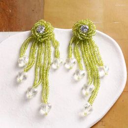 Charms 1pcs Forest Style Beautiful Tassels Love Diamonds Flowers DIY Hand-woven Beaded For Jewelry Making Earrings Supplies