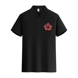 Men's Polos Red Flower Logo Men Polo T Shirt Fashion Casual Tshirts Street Oversize Tshirt Loose Crewneck Soft Tee Clothing