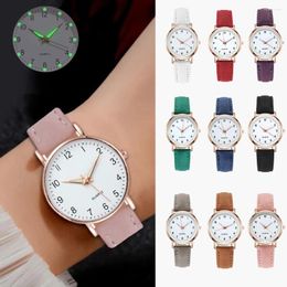 Wristwatches Women Watches Luminous Simple Vintage Small Watch Leather Strap Casual Sports Wrist Clock Dress