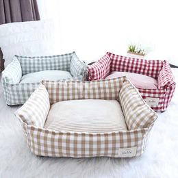 Cat Beds Furniture Beds for Dog Cat Pet Sleep Sofa Bed Soft Lattice Dog Basket Cat Small Medium Dog Cushion Pet Accessories Puppy Kennel Supplies