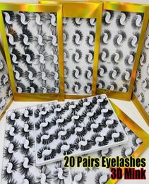20 PairsBoxed 25mm Mixed Styles 3D Mink False Eyelashes Natural Long Lashes Handmade Wispies Bushy Fluffy Sexy Eye Makeup Tools4141189