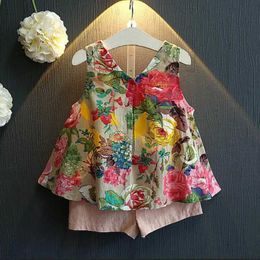 Girl's Dresses Summer Baby Girls Clothes Set Flower Princess Sleeveless Vest Dress Short Pant Set Toddler Girl suit Child Kids Outfit