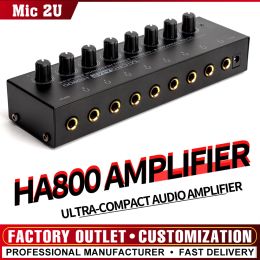 Amplifiers HA800 UltraCompact Audio Amplifier 8 Channels Mini Stereo Headphone Amplifier With Power Adapter EU US Plug Adapter Amplifiers