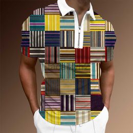 Men's Plus Tees & Polos 2024 New Art HD Digital Oil Painting Colorful 3D Printing Casual POLO Shirt Zipper Short Sleeve T-shirt T Shirts tops