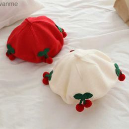 모자 모자 어린이와 여자를위한 아기 모자를위한 모자 단단한 체리 따뜻한 베레트 니트 모자 신생아 가을과 겨울 어린이 페인트 모자 모자 wx