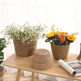 Grass woven plant basket Grass plant basket Indoor and outdoor flower pot cover Plant container 240428