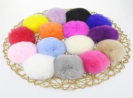 Artificial Rabbit Fur Ball Plush Fuzzy Fur Key Chain POM POM Keychain Car Bag Keychain Key Ring Pendant Jewellery Party Gift9037433