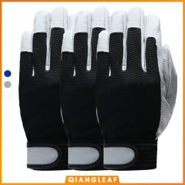 Gloves QIANGLEAF 3pcs Hot Sale D Grade Leather Glove Work Gloves WearResistant Safety Working Gloves Men Mitten Free Shipping 508