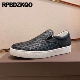 Casual Shoes Athletic Braided Men Round Toe Sport China Flats Slip On Real Leather Woven Brand Designer Sneakers Lace Up Runway Skate