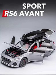 Diecast Model Cars New 1 24 simulated Rs6 alloy car model with sound and lighting pulled back to toy car off-road station truck boy series decorative giftsL2405