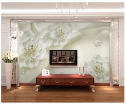 3D Wallpaper Po Wall Mural White Flower Wall Paper Rolls Home Decorative Larger Size Landscape Wallcovering Stickers6363550