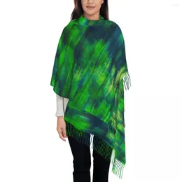 Scarves Men Women Scarf Warm Soft Bright Green Forest Large With Tassel Abstract Blur Luxury 2024 Shawls And Wrap Winter Bufanda