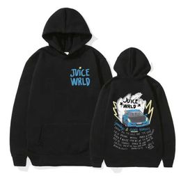 Men's Hoodies Sweatshirts Rap singer Juice Wrld graphic hoodie mens fashion casual pull-up sports shirt long sleeved punk Gothic hip-hop street clothing Q240506