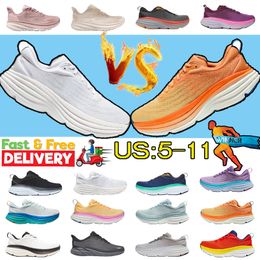 New style Mens Running Shoes designer sneakers Bondi 8 9 triple black white Harbor Mist Lunar Rock Shell Coral Peach Goblin Blue Yellow womens trainers free shipping