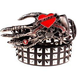 Full rivet belt men punk rivets belt skull love kills whole Spikes rivets skull hand hip hop show 171a