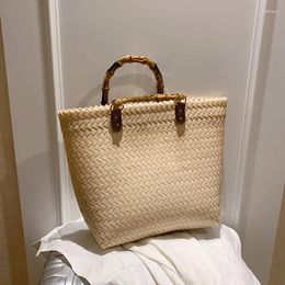 Totes Casual Beach Bag Big Straw Handmade Woven Women Travel Handbags Luxury Designer Hand Bags 2024 Summer Ladies