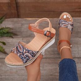 Sandals Close Toe For Women Dressy Summer Fish Mouth Large Slope Heel Thick Sole Casual Women'S Sandal