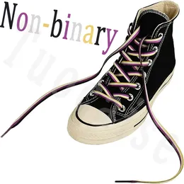 Shoe Parts 1Pair Non-binary Laces Gay Pride Shoelaces Personality Colour Flat Printed Shoelace Vertical Stripes Trend