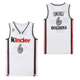 Men's T-Shirts BG Basketball Jerseys KINDER 6 GINOBILI BOLOGNA jersey Sewing embroidery Cheap High-Quty Outdoor sports White 2023 New T240506