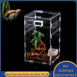 Terrariums Acrylic Terrarium DIY Breeding Box for Reptile Habitat Amphibian Cricket Turtle Spider Snail Glass Shelter Insect Box for Spider
