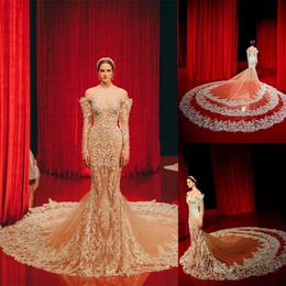 Düğün Uzun Altın Denizkızı Kol Elbise Boncuklar Aplike Straplez Organza Formal OCN Özel Yapımı Tül Zemin Uzunluğu