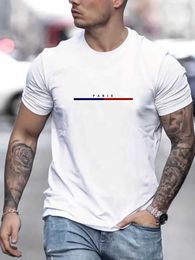 Men's T-Shirts 100% Cotton Paris Short Slve Mens T-Shirt High Quty Loose Tops Oversized Men Clothing Fashion T-shirts T240507