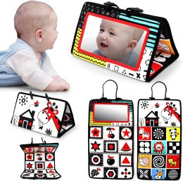 Blocks Baby Mirror Tummy Time Toys Floor Mirror Brain Development Baby Toy High Contrast Black White Infant Toys for Babies Newborn Car