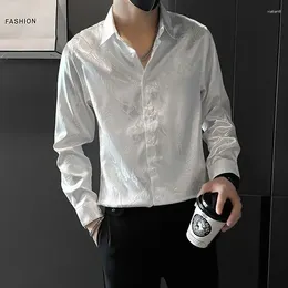 Men's Casual Shirts Shirt Long Sleeve Graphic Black Male Korean Clothes Sale Designer Cool With Collar Original Brand I
